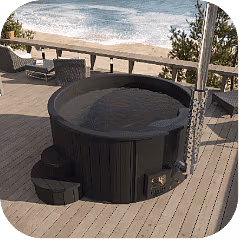 SaunaLife Wood Fire Hot Tub Black