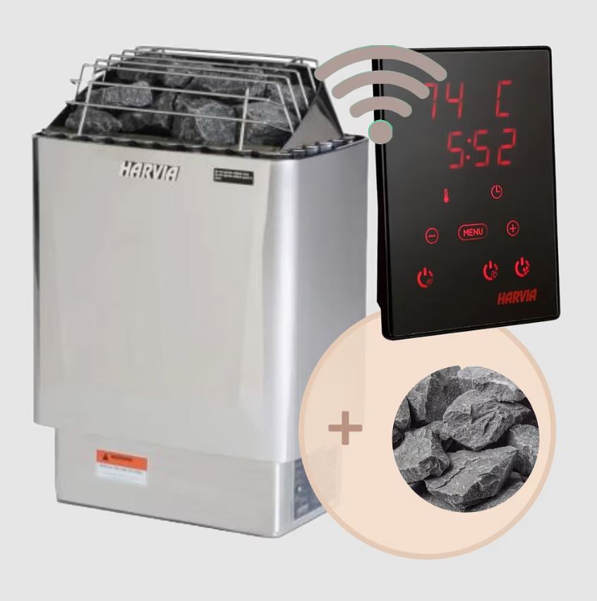 Harvia Kip 6kw Electric Heater Package w Digital Controller and Wifi and Stones