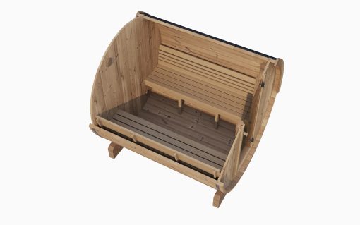 SaunaLife Model E7 4 Person Outdoor Sauna Barrel Floor Plan