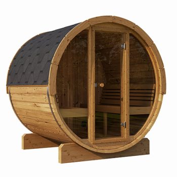 SaunaLife Model E7G 4 Person Barrel Sauna with Glass Front