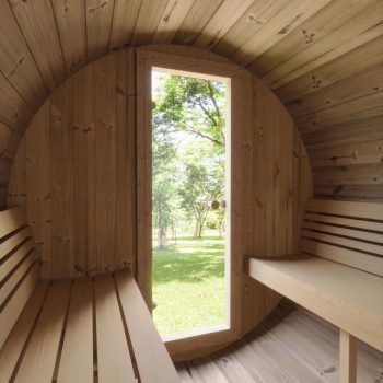 SaunaLife Model E8 6 Person Outdoor Sauna Barrel Interior
