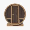 SaunaLife Model E8G Barrel Outdoor Sauna Front view