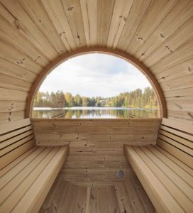 SaunaLife Model E8W 6 Person Sauna Barrel Internal View