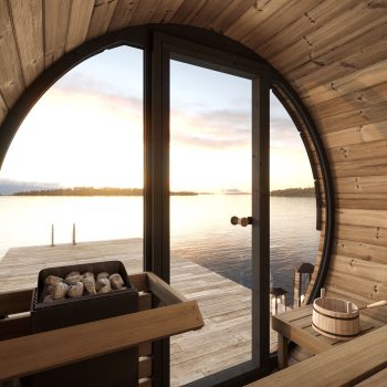 SaunaLife Model EE6G 4 Person Outdoor Sauna Barrel View From Inside