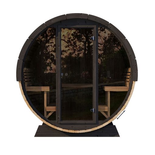SaunaLife Model EE8G Barrel Sauna front view