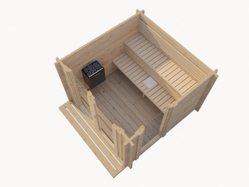 SaunaLife Model G4 6-Person Traditional Outdoor Sauna Floor Plan Layout