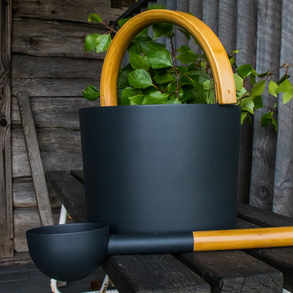 Sauna Bucket and Ladle Black